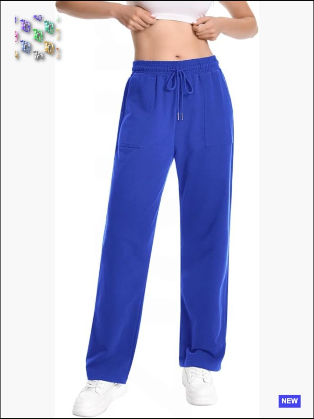 High Waist Wide Leg Sweatpants with Pockets Straight Lounge Pants 29in Inseam